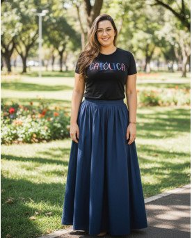 Babylook Camiseta Bordada Religiosa Cristã Católica