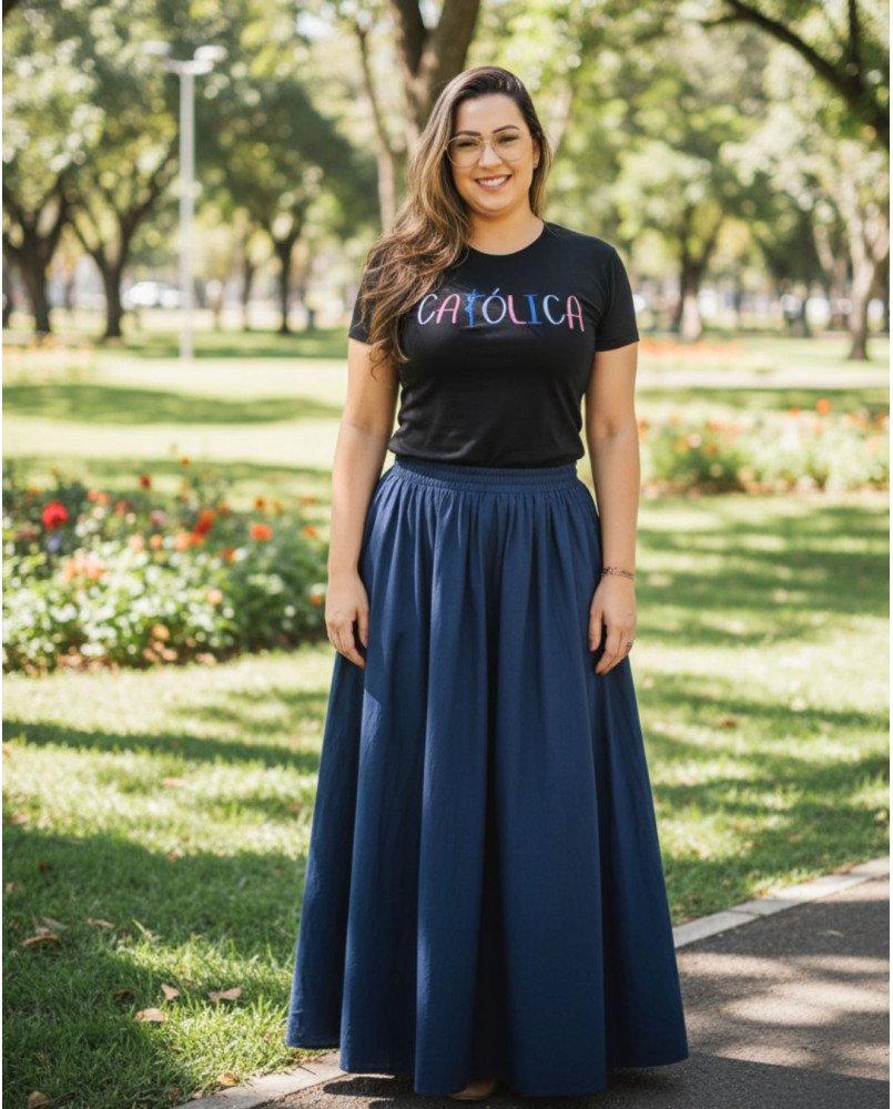 Babylook Camiseta Bordada Religiosa Cristã Católica Babylook Camiseta Bordada Religiosa Cristã Católica