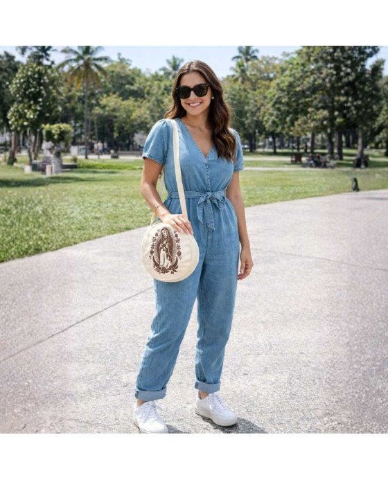 Bolsa Católica Bordada Nossa Senhora Aparecida e Guadalupe Redonda Bolsa Católica Bordada Nossa Senhora Aparecida e Guadalupe Redonda