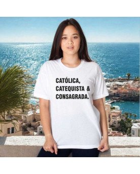Camisa Tshirt Moda Católica Catequista e Consagrada Bordada
