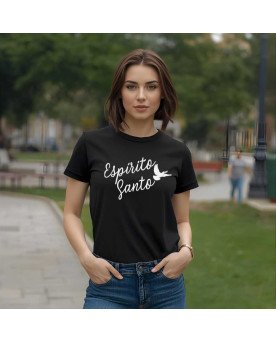 Camisa Tshirt Malha Feminina Bordada Cristã Espírito Santo