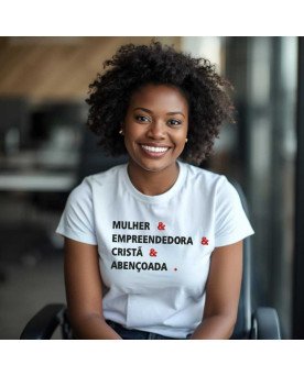 Camisa Tshirt Bordada Mulher Cristã Empreendedora Abençoada