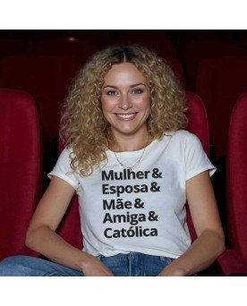 Camisa Tshirt Moda Mulher Esposa Mãe Amiga Católica Bordada