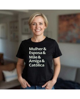 Camisa Tshirt Moda Mulher Esposa Mãe Amiga Católica Bordada