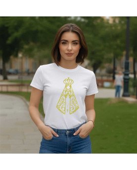 Camisa Tshirt Bordada Moda Fé Cristã Nossa Senhora Aparecida