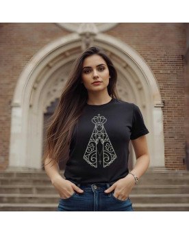 Camisa Tshirt Bordada Moda Católica Nossa Senhora Aparecida