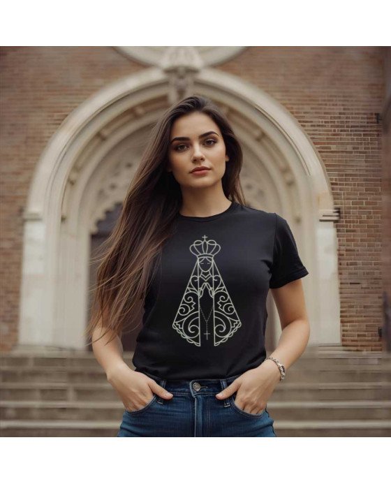Camisa Tshirt Bordada Moda Católica Nossa Senhora Aparecida Camisa Tshirt Bordada Moda Católica Nossa Senhora Aparecida