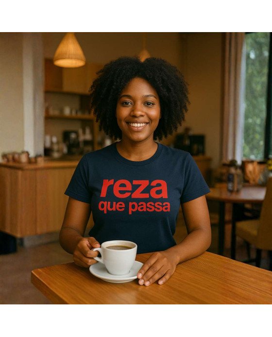 Camisa Malha Feminina Moda Católica Bordada Reza Que Passa