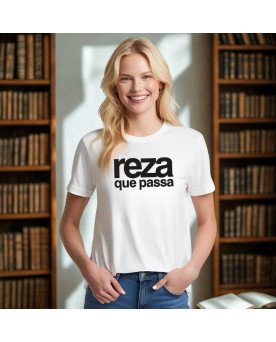 Camisa Malha Feminina Moda Católica Bordada Reza Que Passa