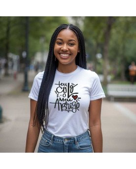 Camisa Malha Tshirt Católica Bordada Teu Colo É Meu Abrigo