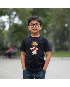 Camisa Infantil Bordada Cristã Menino Jesus em Desenho