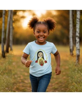 Camisa Infantil Cristã Bordada Santa Terezinha em Desenho