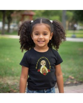 Camisa Infantil Cristã Bordada Santa Terezinha em Desenho