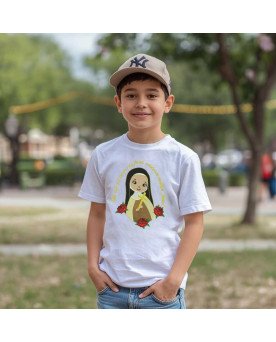 Camisa Infantil Menino Bordada Santa Terezinha em Desenho