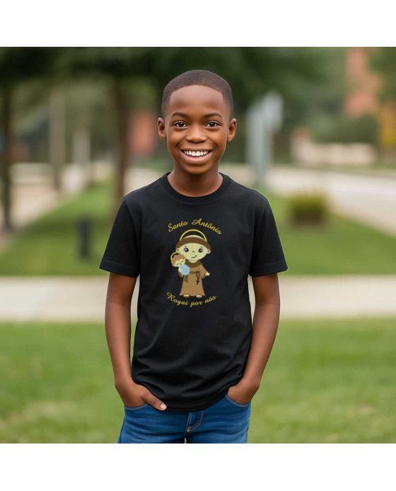 Camisa Bordada Menino Infantil Santo Antonio em Desenho