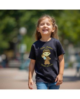 Camisa Infantil Bordada Menina Santo Antonio em Desenho