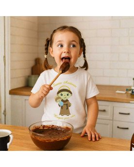 Camisa Infantil Bordada Menina Santo Antonio em Desenho