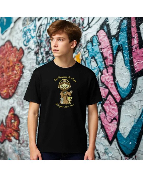 Camisa Católica Infantil Bordada Menino São Francisco Assis