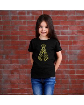 Camisa Infantil Bordada Menina Nossa Senhora Aparecida