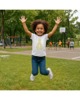 Camisa Infantil Bordada Menina Nossa Senhora Aparecida