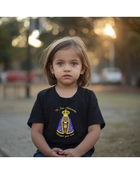 Camisa Infantil Bordada Nossa Senhora Aparecida em Desenho