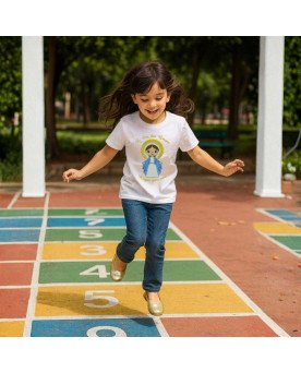 Camisa Infantil Bordada Nossa Senhora das Graças em Desenho