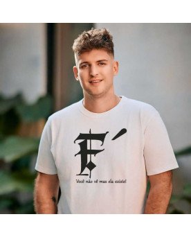 Camisa de Malha Algodão Tshirt Masculina Bordada Fé Cristã