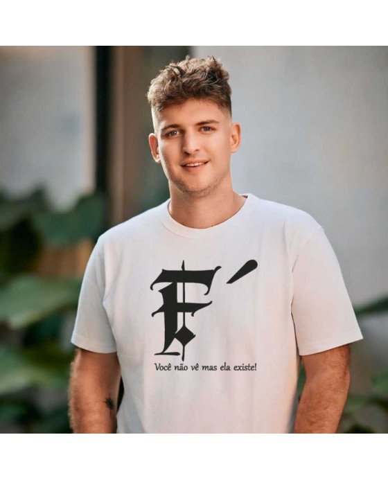 Camisa de Malha Algodão Tshirt Masculina Bordada Fé Cristã