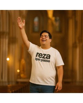 Camisa de Malha Tshirt Moda Católica Bordada Reza Que Passa