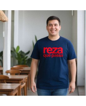 Camisa de Malha Tshirt Moda Católica Bordada Reza Que Passa