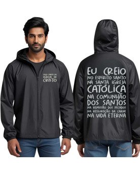 Casaco Masculino de Frio Corta Vento Cristão Católico Bordado