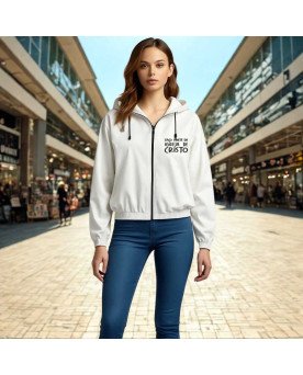 Casaco de Frio Corta Vento Cristão Católico Bordado Unissex