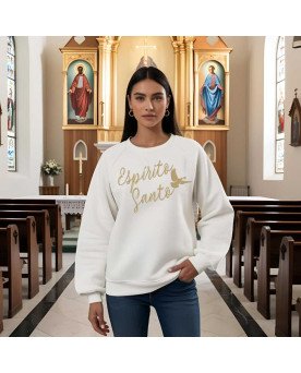 Moletom Blusa de Frio Moda Católica Cristão Espírito Santo