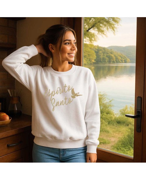 Moletom Blusa de Frio Moda Católica Cristão Espírito Santo