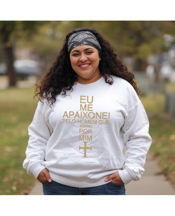 Moletom Blusa Algodão Frio Religioso Cristão Eu Me Apaixonei
