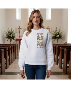 Casaco de Frio Moletom Bordado Oração e Medalha de São Bento