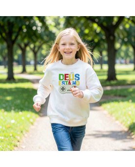 Moletom Blusa de Frio Infantil Bordado Deus Está no Controle