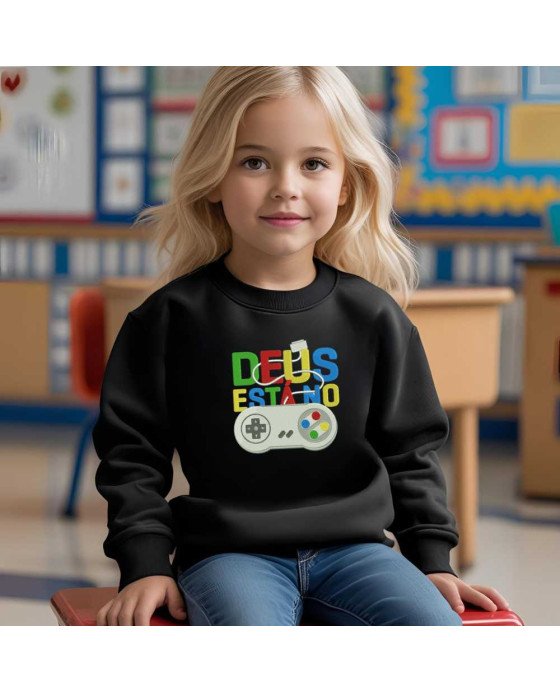 Moletom Blusa de Frio Infantil Bordado Deus Está no Controle