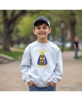 Moletom Infantil Bordado Nossa Senhora Aparecida em Desenho