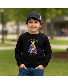 Moletom Infantil Bordado Nossa Senhora Aparecida em Desenho