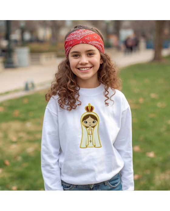 Moletom Blusa Frio Infantil Bordado Nossa Senhora de Fátima
