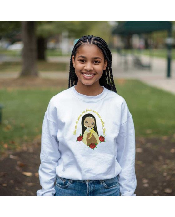 Moletom Blusa Frio Católica Infantil Bordado Santa Terezinha