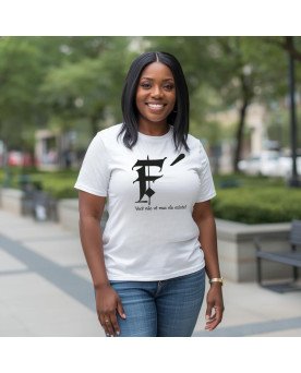 Camisa Blusa de Malha Algodão Tshirt Feminina Bordada Fé