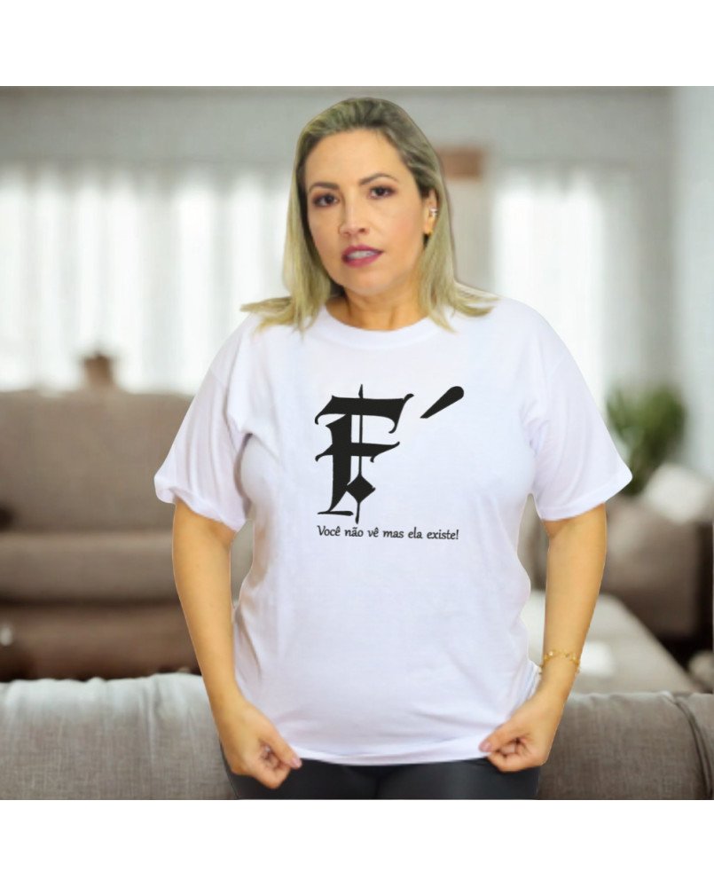 Camisa Blusa de Malha Algodão Tshirt Feminina Bordada Fé Camisa Blusa de Malha Algodão Tshirt Feminina Bordada Fé