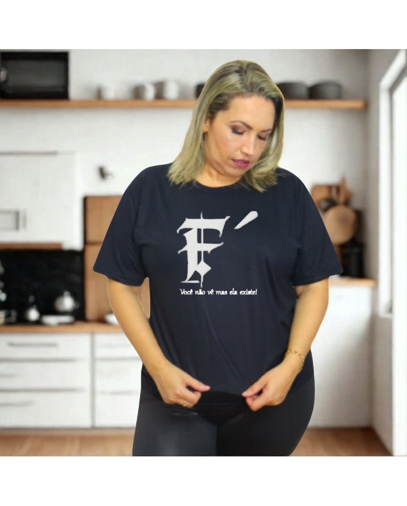 Camisa Blusa de Malha Algodão Tshirt Feminina Bordada Fé Camisa Blusa de Malha Algodão Tshirt Feminina Bordada Fé