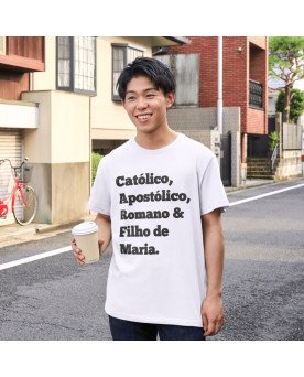 Camisa de Malha Masculina Bordada Católico Filho De Maria