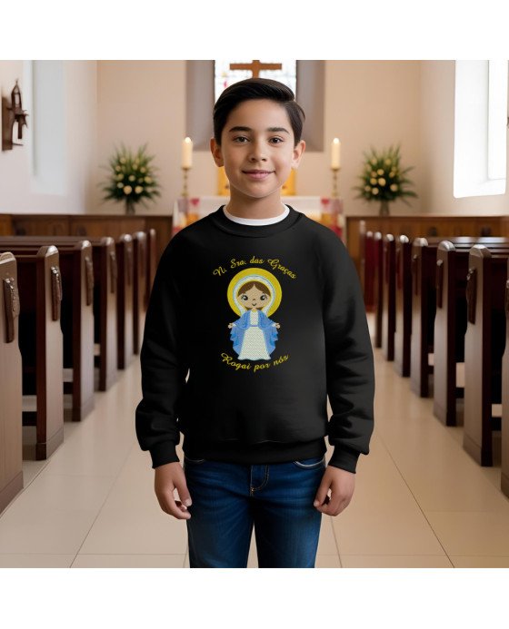 Moletom Blusa Frio Infantil Bordado Nossa Senhora das Graças