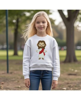 Moletom Infantil Confortável Flanelado Bordado Jesus Cristo