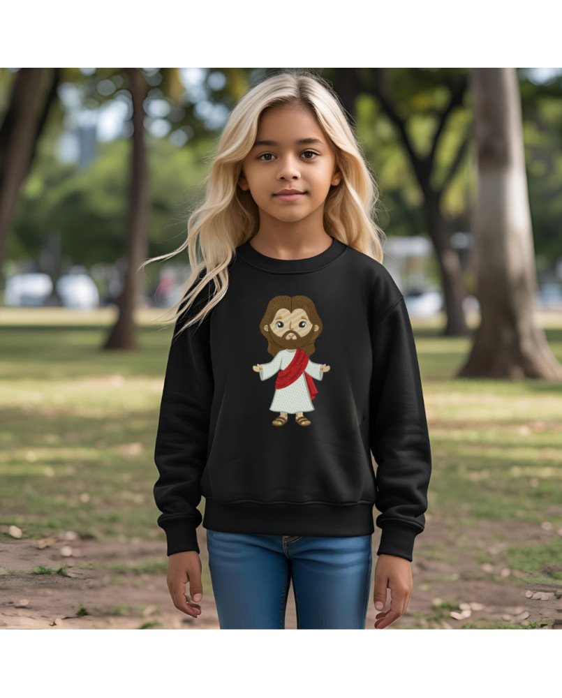 Moletom Infantil Confortável Flanelado Bordado Jesus Cristo Moletom Infantil Confortável Flanelado Bordado Jesus Cristo