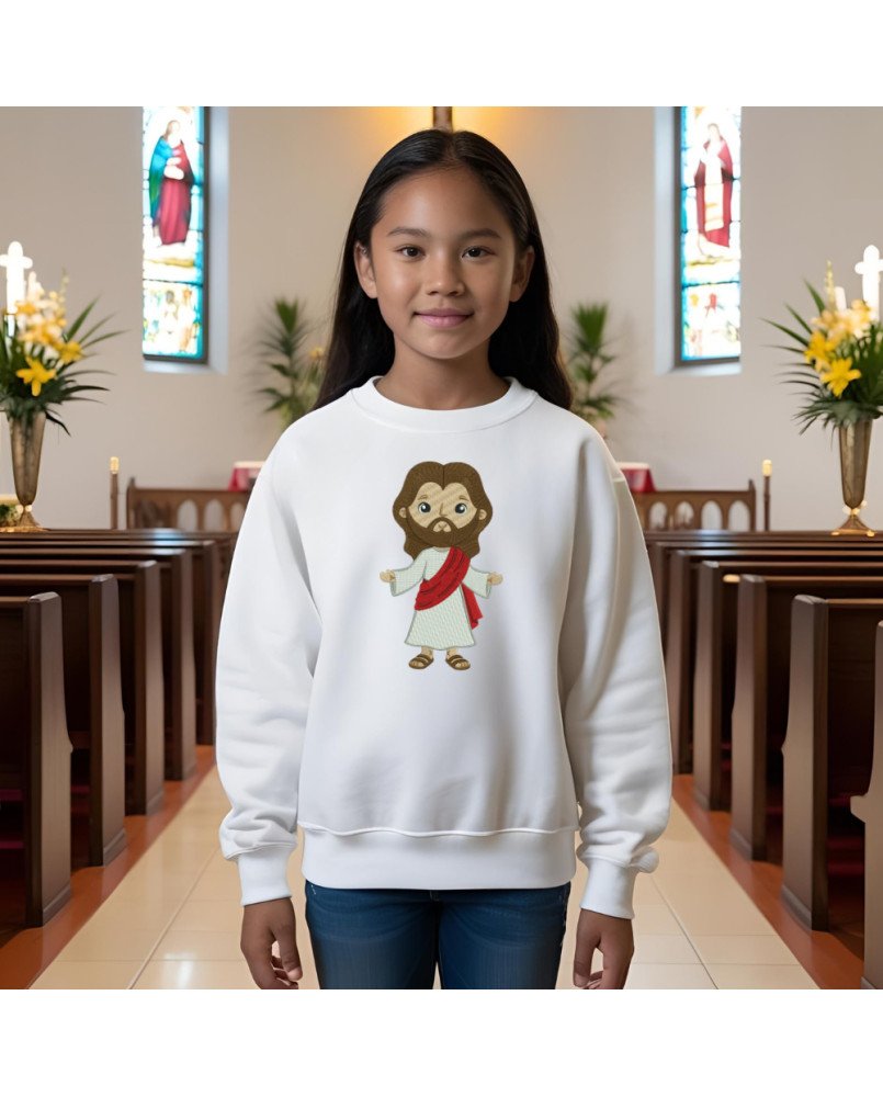 Moletom Infantil Confortável Flanelado Bordado Jesus Cristo Moletom Infantil Confortável Flanelado Bordado Jesus Cristo